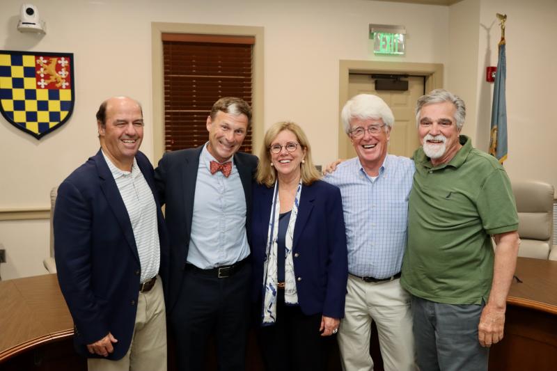Mayor Andrew Williams with city council after his final meeting May 12. Shown are (l-r) Deputy Mayor Khalil Saliba, Williams, Councilwoman Amy Marasco, Councilman Tim Ritzert and Councilman Joe Elder.